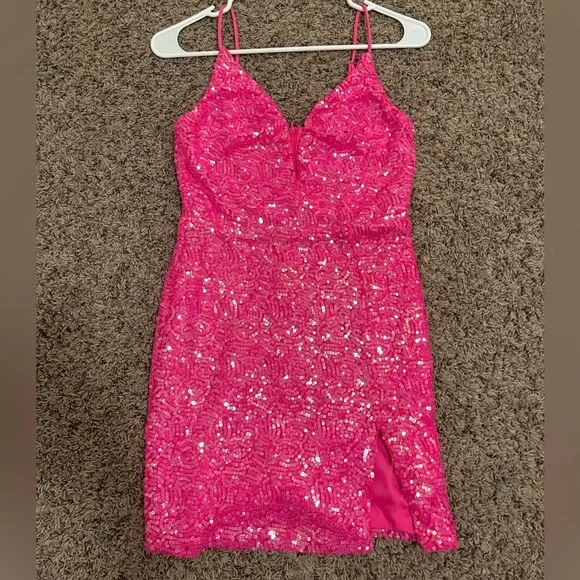 hot pink strappy dress Hot Pink Plunge Knotted Criss Cross Back Slit Maxi Dress  Hot Miami Styles